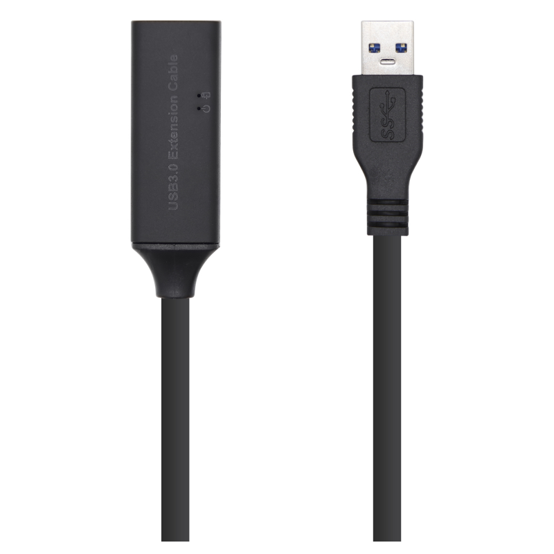 AISENS Cable USB 3.0 Prolongador con amplificador y alim., Tipo A/M-A/H, Negro, 10m