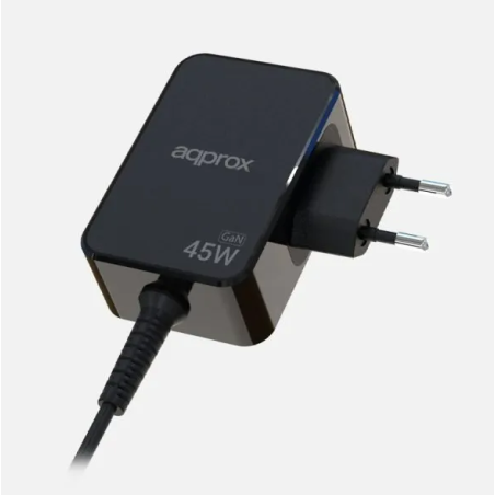 CARGADOR USB DE VIAJE/PARED TYPE-C 45W GaN NEGRO APPROX
