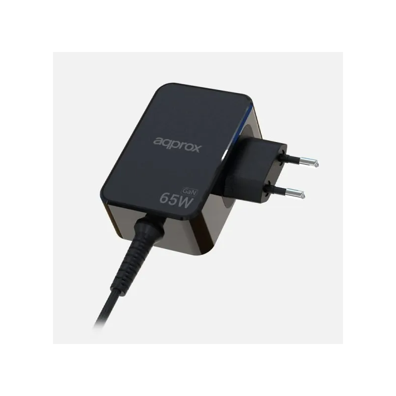 CARGADOR USB DE VIAJE/PARED TYPE-C 65W GaN NEGRO APPROX