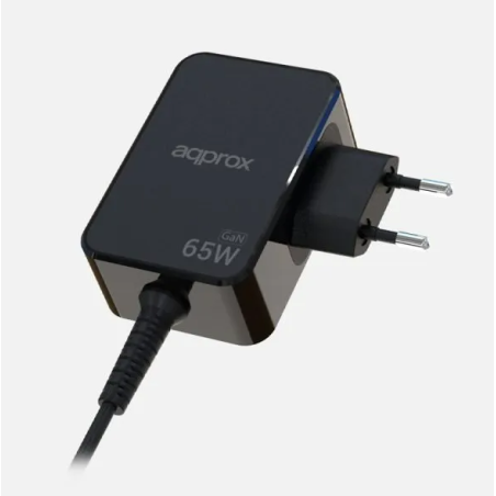 CARGADOR USB DE VIAJE/PARED TYPE-C 65W GaN NEGRO APPROX