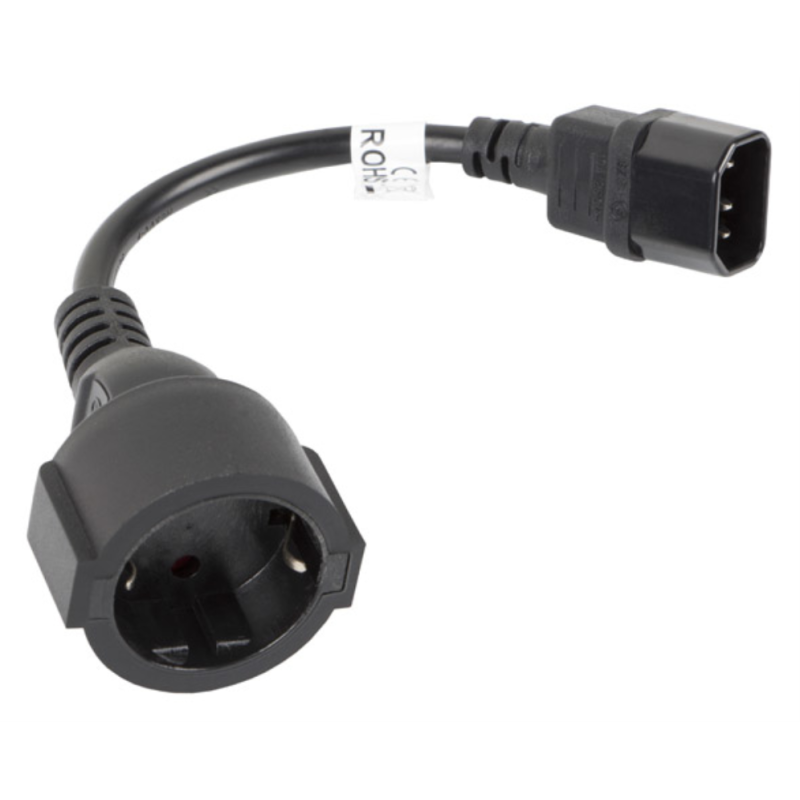 Lanberg CA-C14E-10CC-0018-BK cable de transmisión Negro 0,18 m C14 acoplador