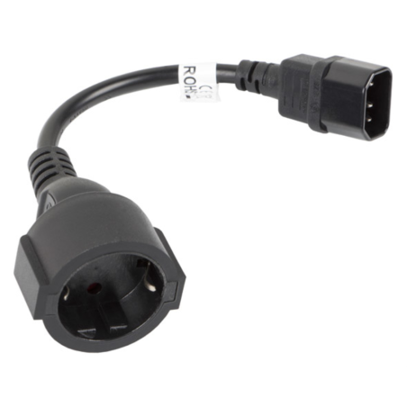 Lanberg CA-C14E-10CC-0018-BK cable de transmisión Negro 0,18 m C14 aco
