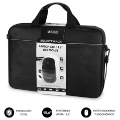 SUBBLIM Maletín con Ratón Select Pack Wired Mouse USB + Laptop bag 15,