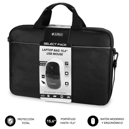SUBBLIM Maletín con Ratón Select Pack Wired Mouse USB + Laptop bag 15,