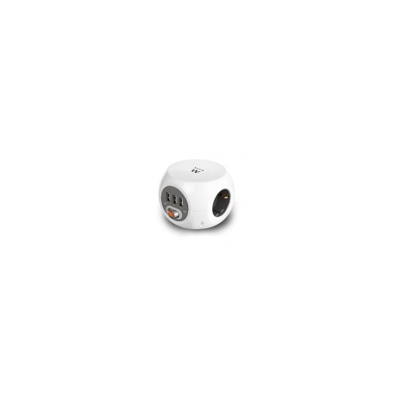 Regleta cubica ewent ew3939 3 tomas shucko - 3 puertos usb - 1.5m