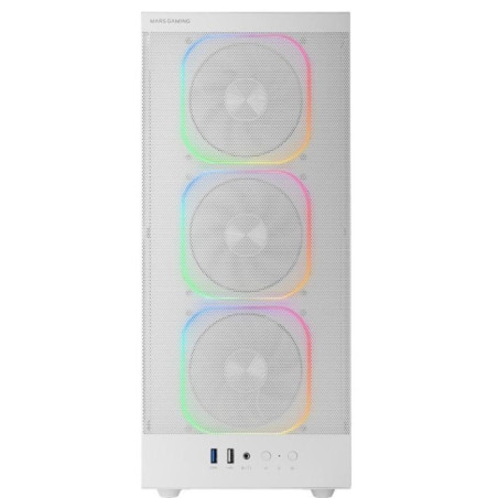 Caja ordenador mars gaming mcnebulaw atx argb cristal templado blanco
