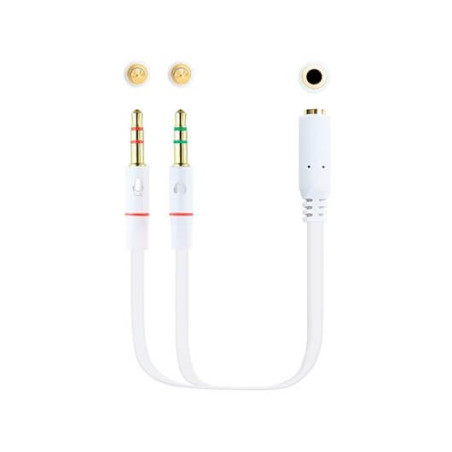 Cable audio 1xjack - 3.5 a 2xjack - 3.5 nanocable 20cm blanco - hembra