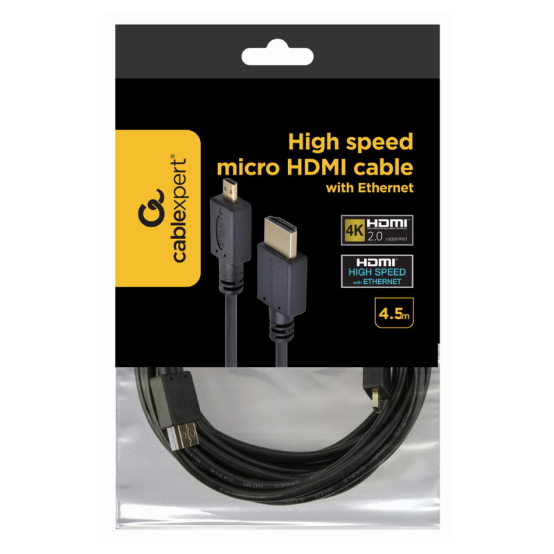 Gembird 4.5m HDMI-M/micro HDMI-M cable HDMI 4,5 m HDMI tipo A (Estándar) HDMI tipo D (Micro) Negro