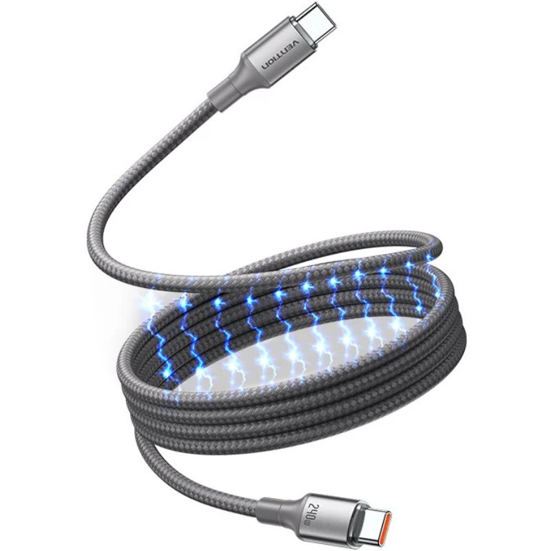 CABLE USB-C A USB-C 5A 240W MAGNETICO 1 M TITANIO VENTION