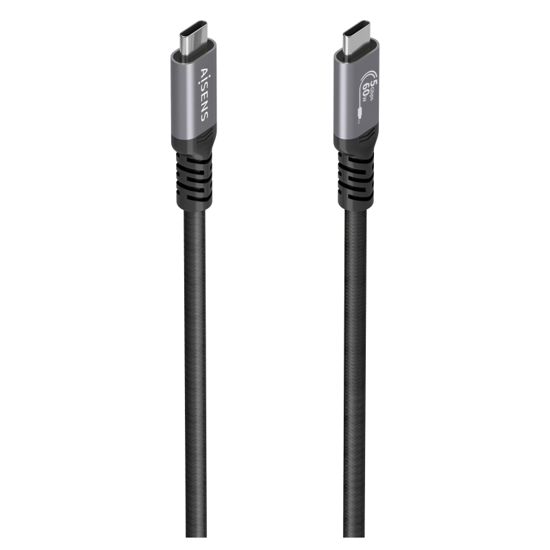 AISENS Cable USB 3.2 Gen1 Aluminio 5Gbps 4K@60Hz 3A 60W E-Mark, Tipo USB-C/M-USB-C/M, Negro, 10M