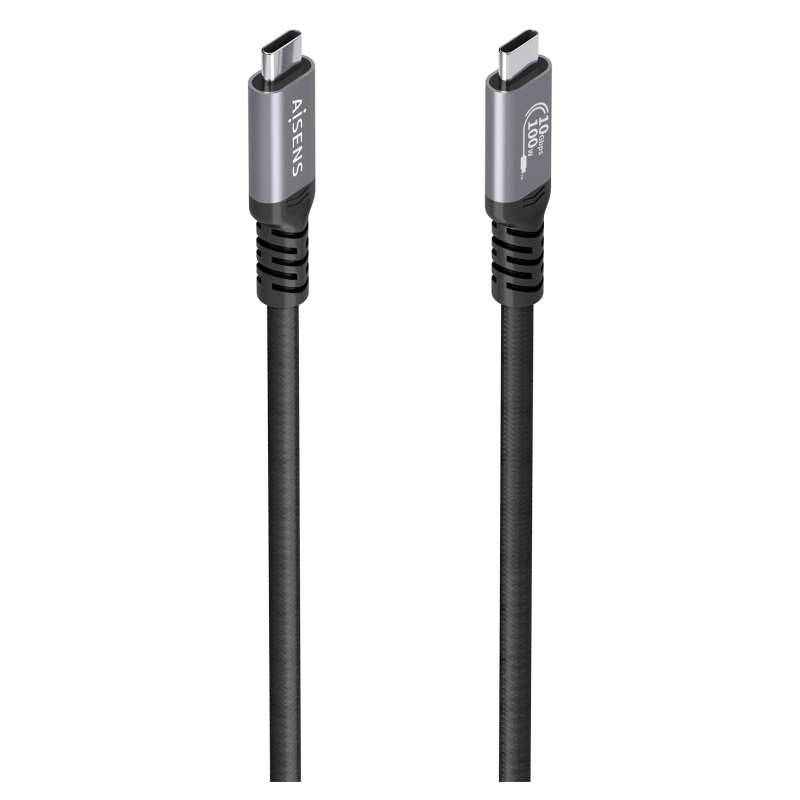 AISENS Cable USB 3.2 Gen2 Aluminio 10Gbps 8K@30Hz 5A 100W E-Mark, Tipo USB-C/M-USB-C/M, Negro, 5.0m