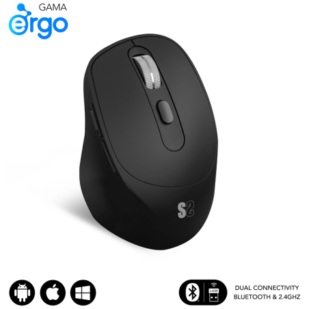 SUBBLIM RATON OPTICO DUAL COMFORT ERGO DUAL BATERIA NEGRO ratón Univer