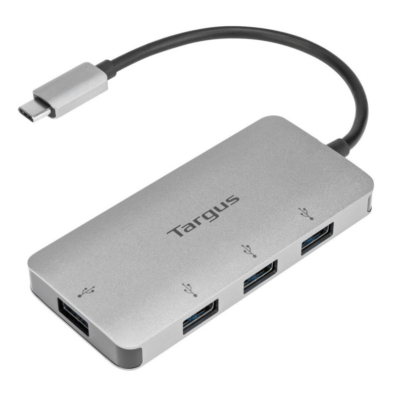Adaptador targus usb - c a 4xusb 3.0 plata