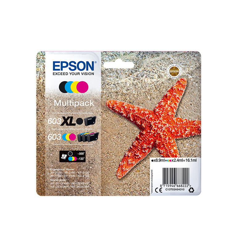 Multipack cartucho tinta epson 603xl c13t03a94010 negro - cian - amarillo - magenta - estrella de mar