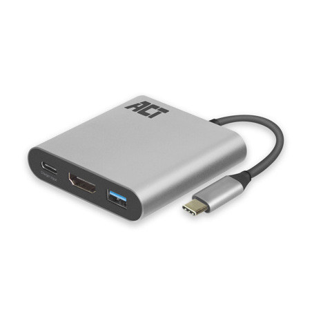 Adaptador act connectivity usb - c a hdmi - usb a - usb - c pd