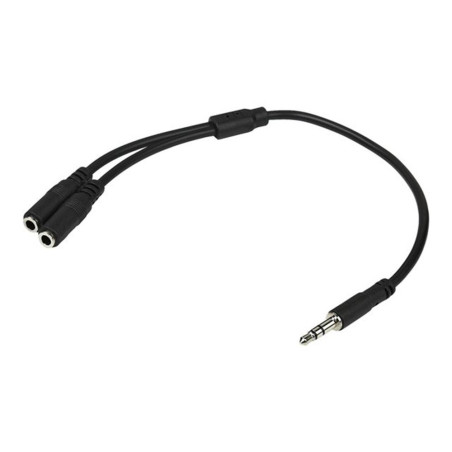 Cable jack 3.5mm startech 0.20m - macho - hembra - negro
