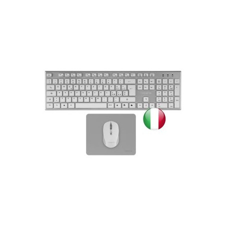 Teclado + raton tacens zenith inalambrico plata italiano + alfombrilla