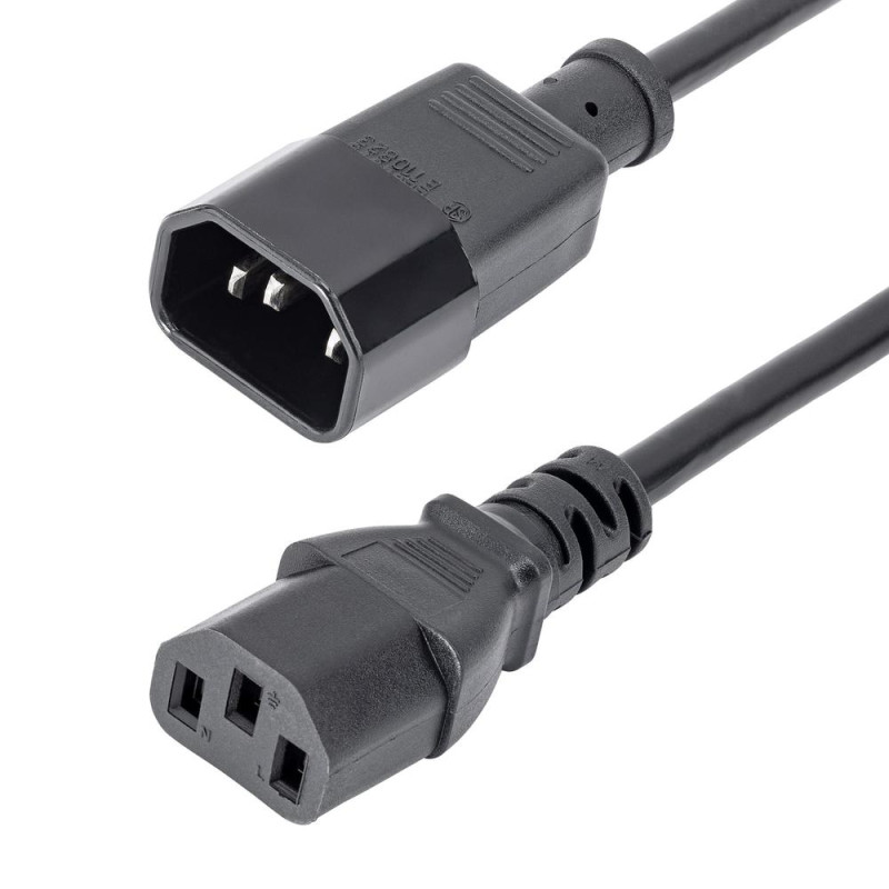 Cable iec c14 a iec c13 startech 1m - macho - hembra - negro