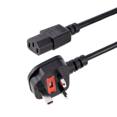 Cable bs1363 a c13 startech 3m - macho - hembra - negro