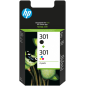HP Pack de ahorro de 2 cartuchos de tinta original 301 negro/Tri-color