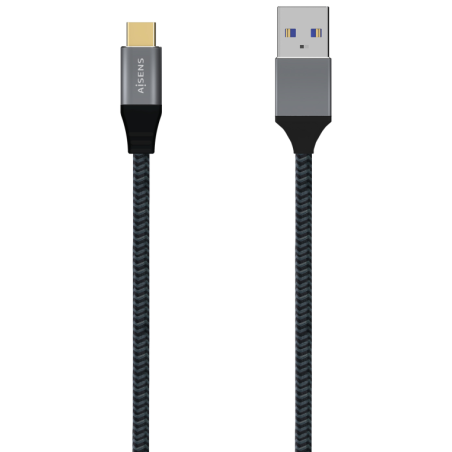 AISENS Cable USB 3.1 Gen2 Aluminio 10Gbps 3A, Tipo USB-C/M-A/M, Gris, 