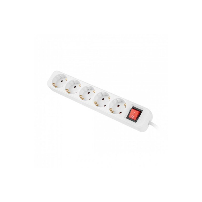 Regleta lanberg 5 tomas schuko con protecion blanca 1.5m