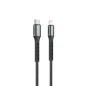 Cable qcharx prague tipo c a lightning 3a 20w - 1 m - aleación de aluminio negro cable trenzado suave