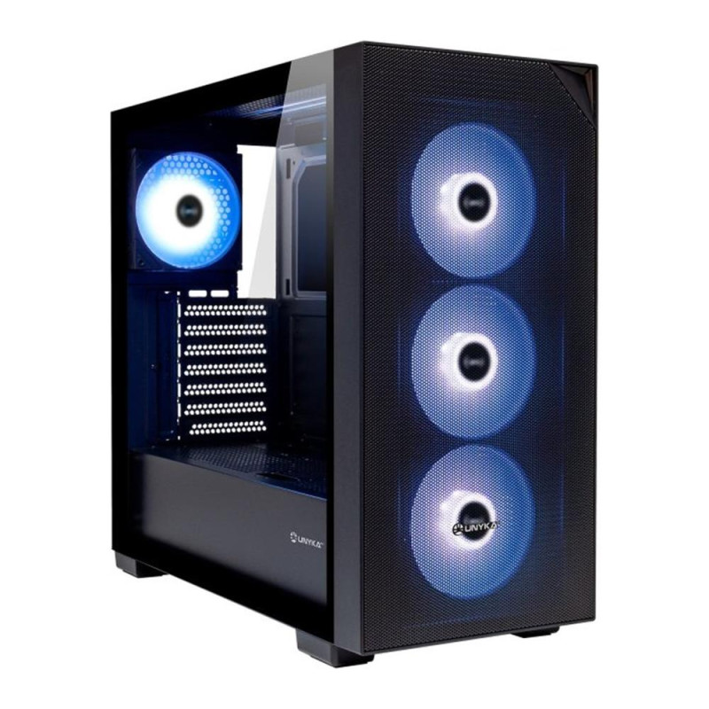 Caja ordenador gaming unykach revelat mesh atx argb cristal templado negra