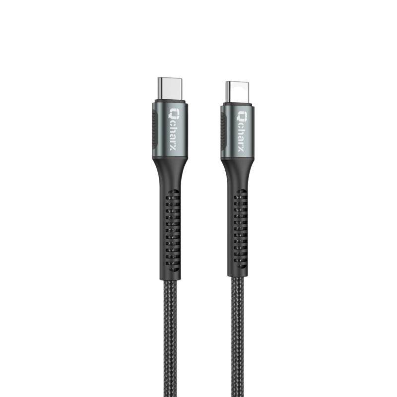 Cable qcharx prague tipo c a tipo c 3a 60w - 1 m - aleación de aluminio negro cordón de tela suave