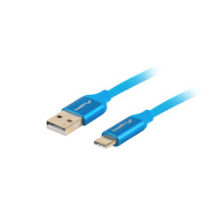 Cable usb lanberg 2.0 macho - usb tipo c macho quick charge 3.0 1m azu