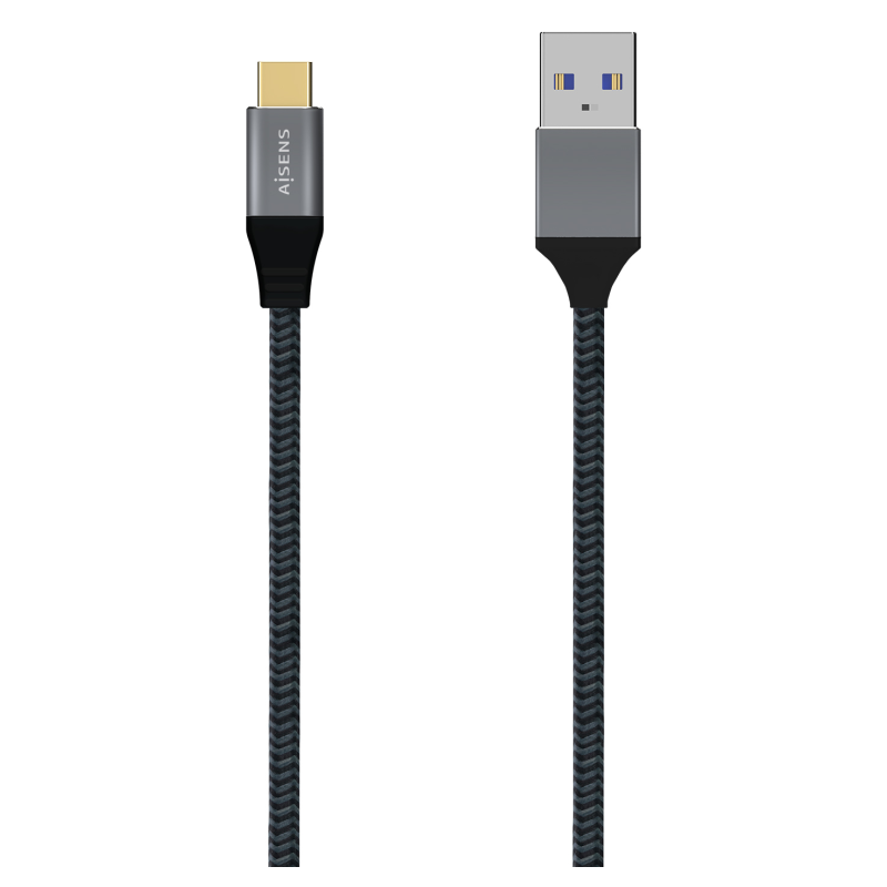 AISENS Cable USB 3.1 Gen2 Aluminio 10Gbps 3A, Tipo USB-C/M-A/M, Gris, 1.0M