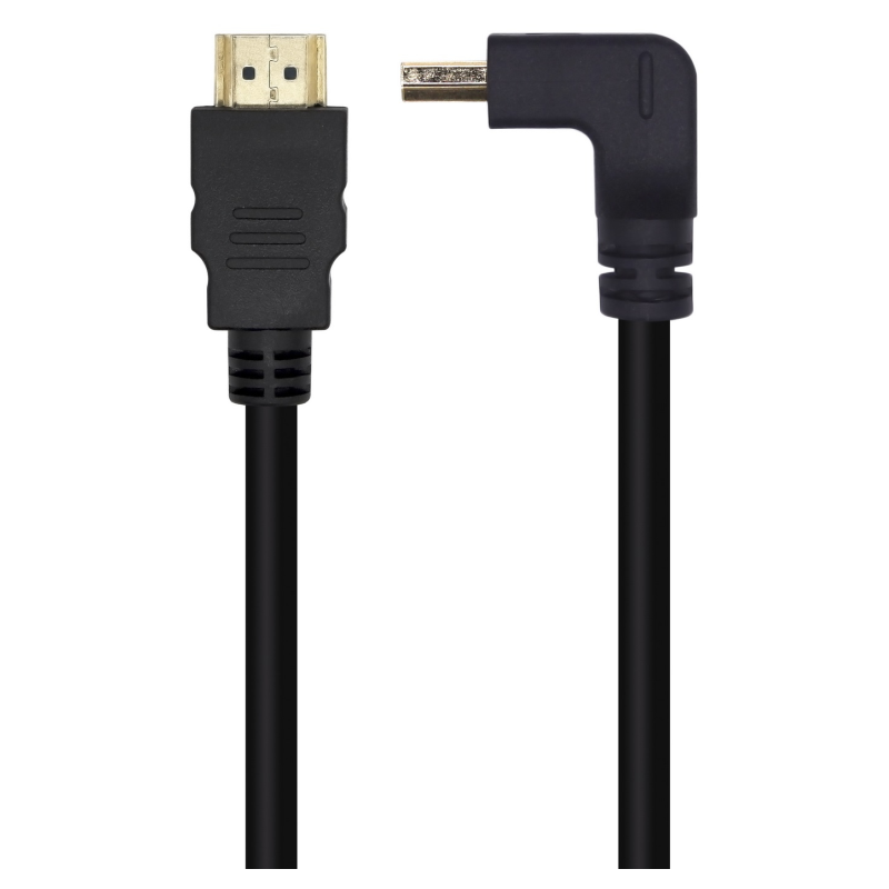 AISENS Cable HDMI V2.0 Acodado Premium Alta Velocidad / HEC 4K@60Hz 18Gbps, A/M-A/M, Negro, 1.0m