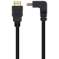 AISENS Cable HDMI V2.0 Acodado Premium Alta Velocidad / HEC 4K@60Hz 18Gbps, A/M-A/M, Negro, 1.0m