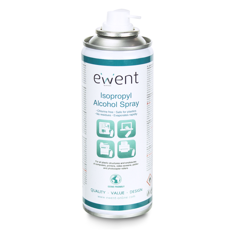 Ewent EW5613 kit de limpieza para computadora Impresora, Portátil, Escáner, PC Espray para limpieza de equipos 200 ml