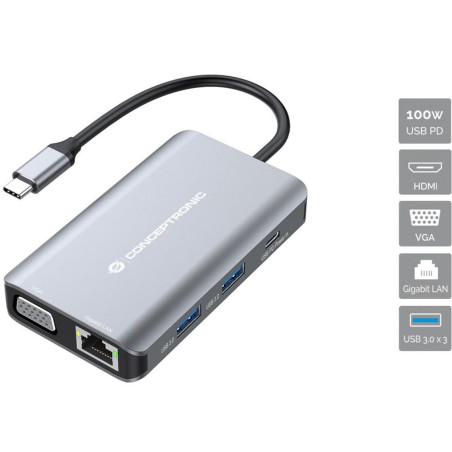 Docking station conceptronic donn21g 7 en 1 3 x usb 3.0 - 1 x hdmi - 1