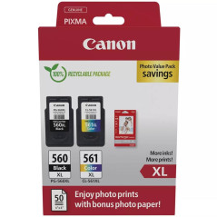 Multipack canon pg - 560xl negro - cl - 561xl multicolor + 50 hojas pa