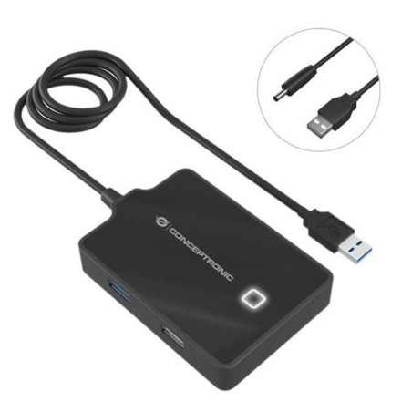 Hub usb 2.0 - 3.0 conceptronic hubbies10b 4 puertos y cable de 90cm