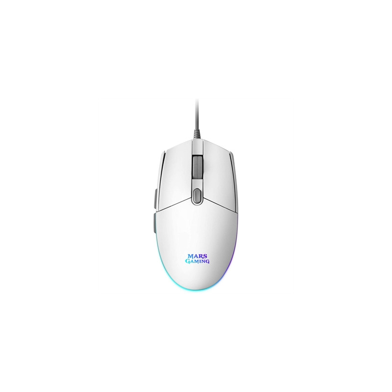 Raton mars gaming mmgw optico usb 6 botones 3200ppp rgb blanco