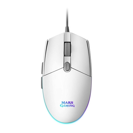 Raton mars gaming mmgw optico usb 6 botones 3200ppp rgb blanco