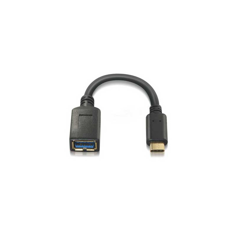 CABLE USB 3.1 GEN1 5Gbps 3A TIPO USB-C/M-A/F 15 CM NEGRO NANOCABLE