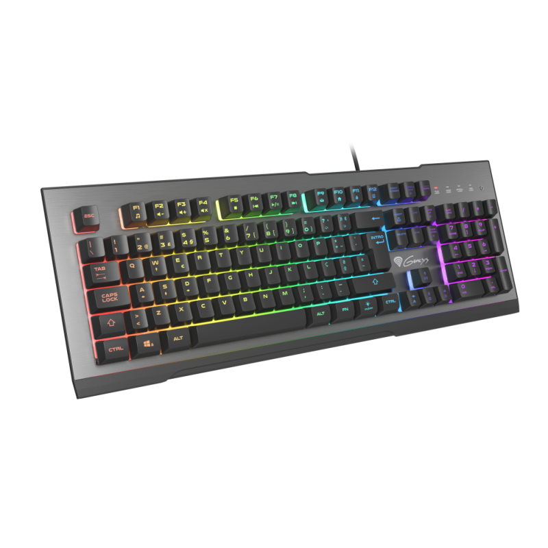 GENESIS Rhod 500 RGB teclado Juego USB QWERTY Portugués Negro, Plata