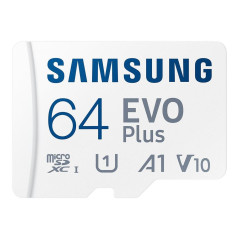 Tarjeta micro sd samsung microsdxc evo plus 64gb clase 10 + adaptador 