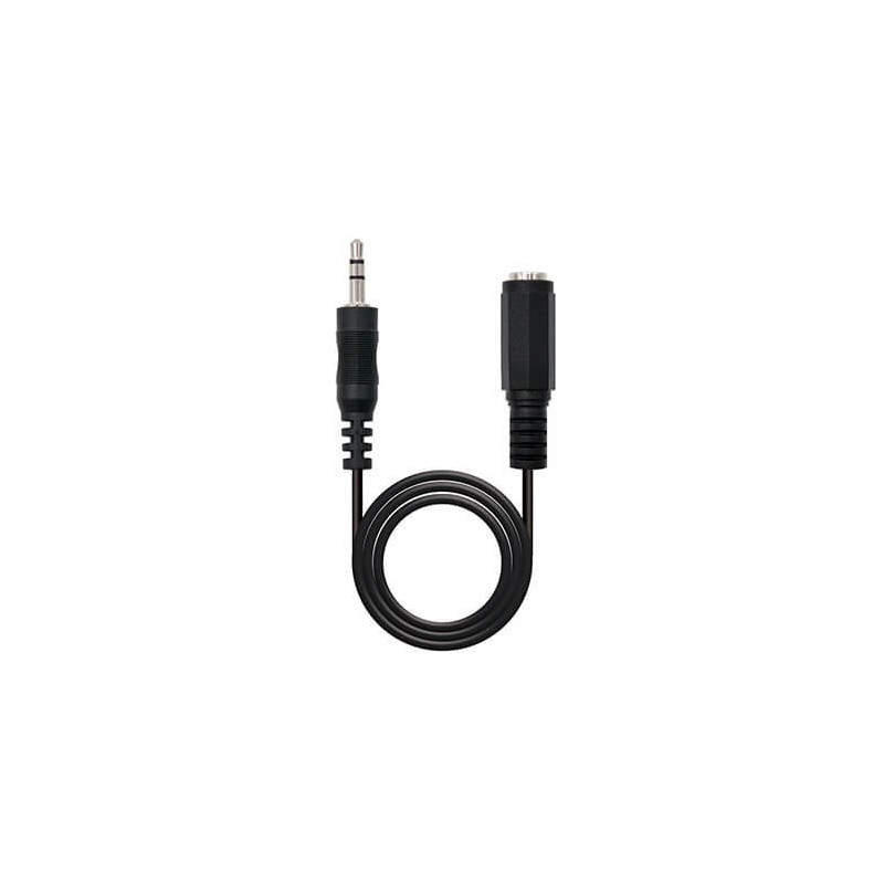 Cable audio jack - 3.5m a jack - 3.5h nanocable 3m - macho - hembra - negro