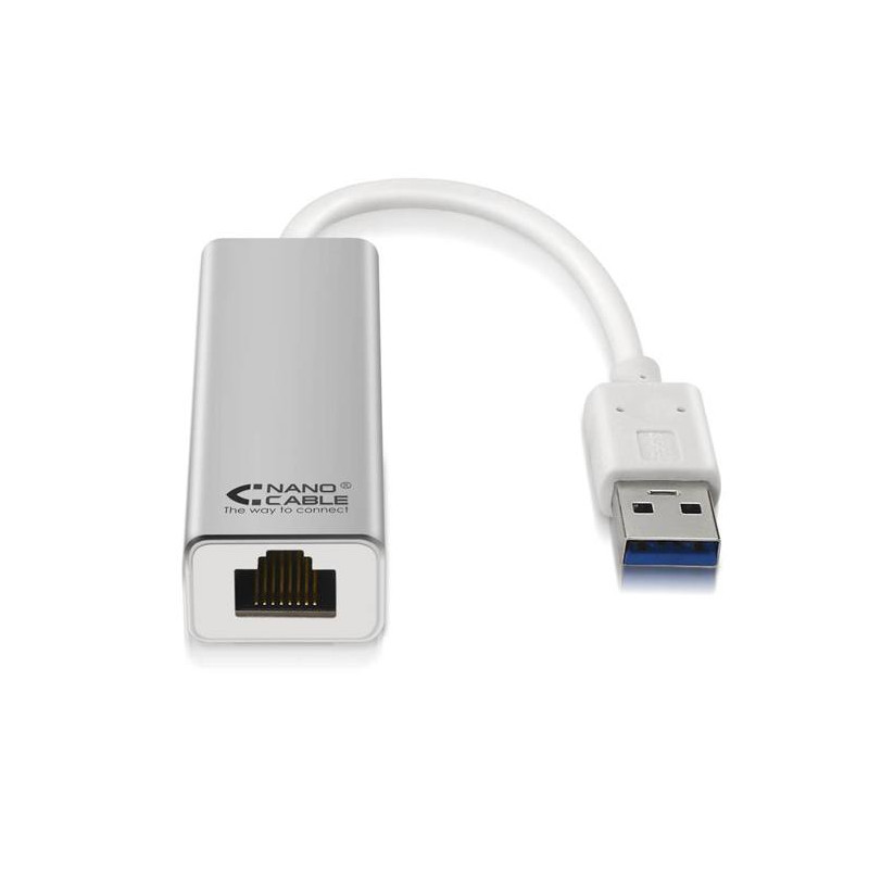 CONVERSOR USB 3.0 A ETHERNET 10/100/1000 Mbps 15cm PLATA NANOCABLE