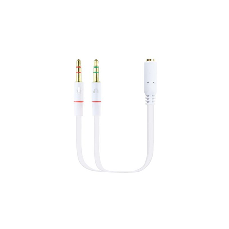 CABLE ADAPTADOR AUDIO JACK 3.5/H 2 JACK 3.5/M 20CM BLANCO NANOCABLE