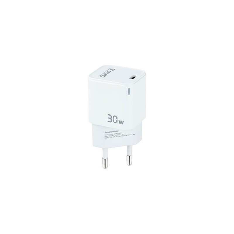 Cargador de pared tooq usb - c blanco 30w