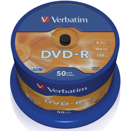 Verbatim dvd - r 4.7gb 16x tarrina 50 unidades advanced azo