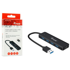 Hub usb equip life a 4 x usb 3.2 - 1 x usb tipo c + adaptador usb tipo