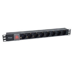 Regleta equip rack 19 pulgadas 1u 8 tomas con interruptor cable iec 14
