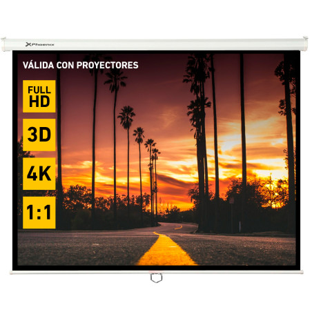 Pantalla manual videoproyector pared y techo phoenix 169´´ ratio: 1:1 